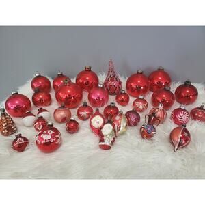 33 antique shiny brite germay usa polish mercury glass indent‎ blue ornament lot